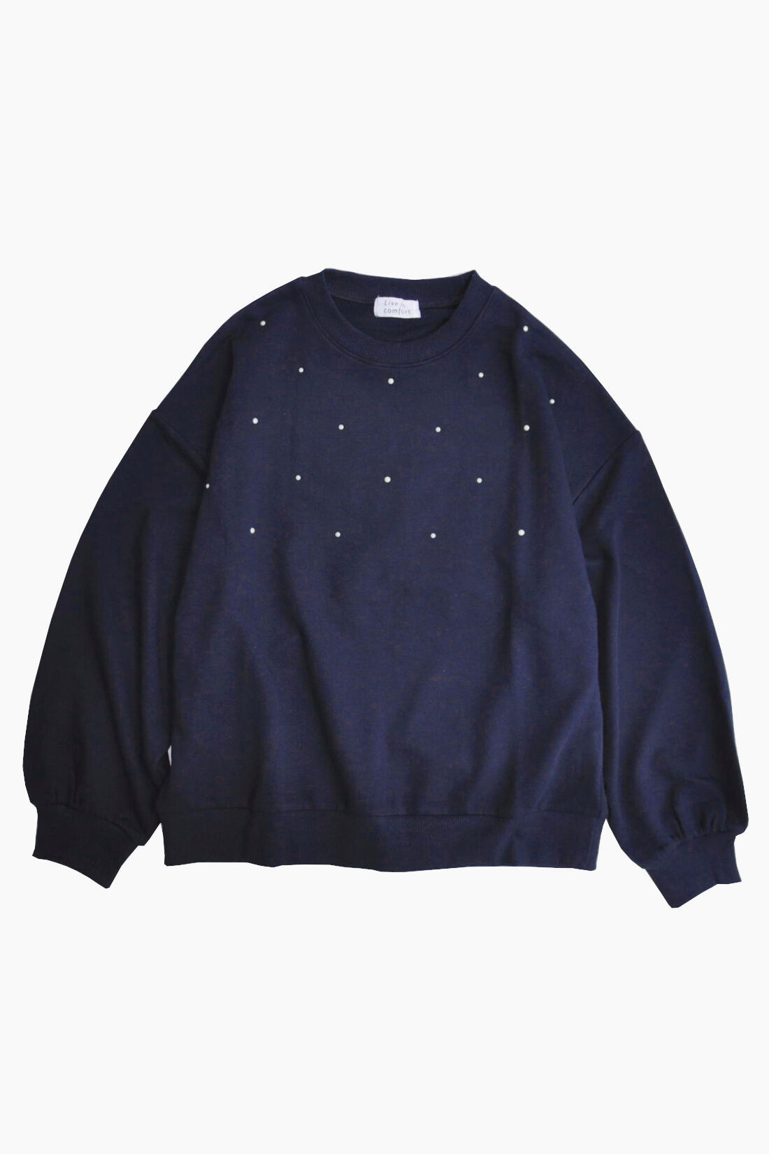 リブ イン コンフォート ラインストーンで華やぐ 裏毛スウェットプル