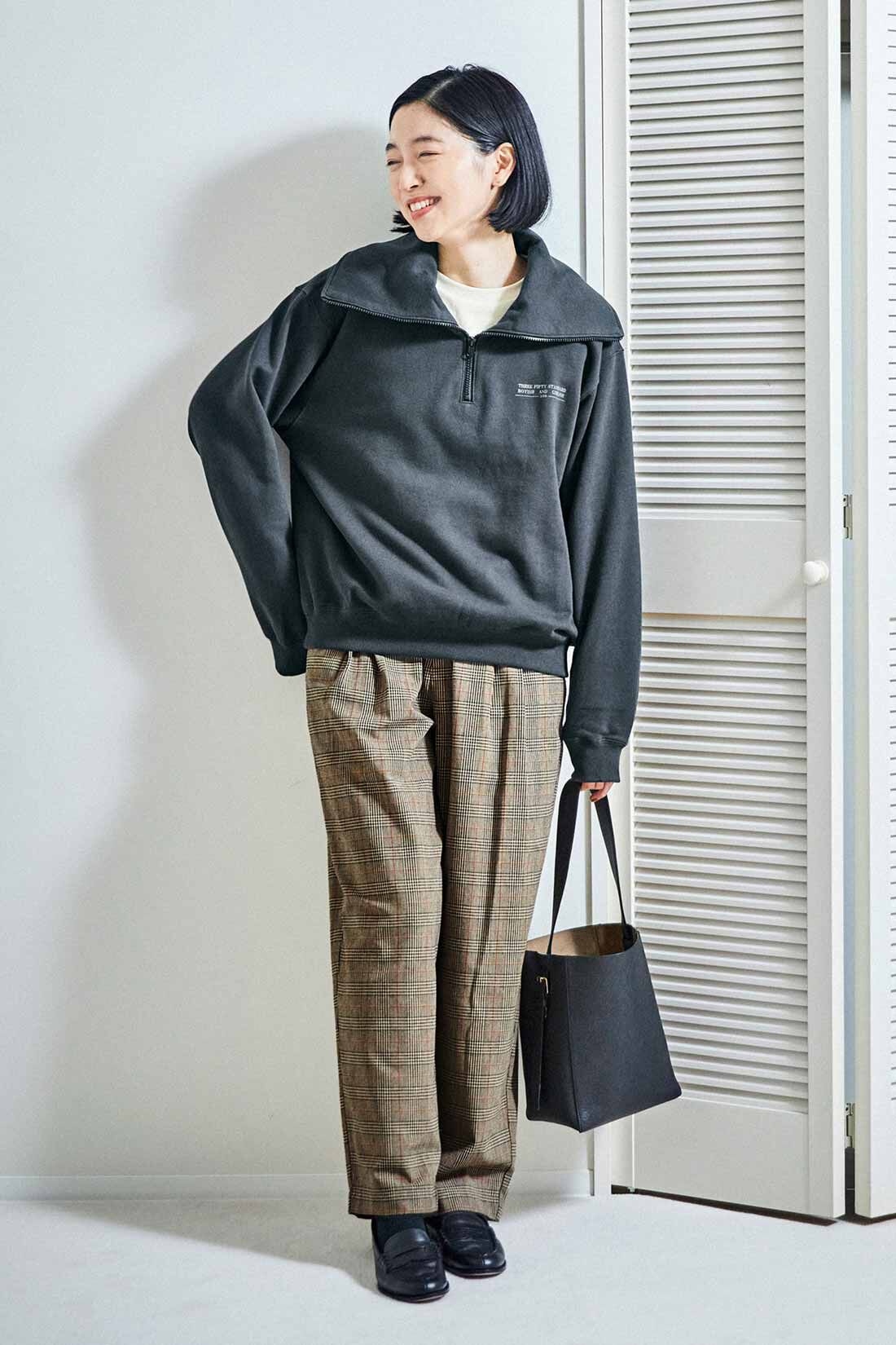 THREE FIFTY STANDARD セーラー風のハーフジップスウェット