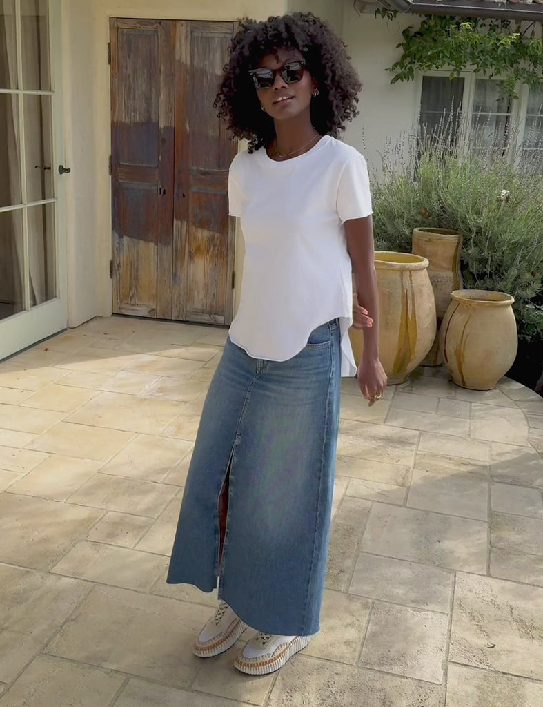 Donnybrook, Denim Maxi Skirt, Indigo Denim | Frank & Eileen