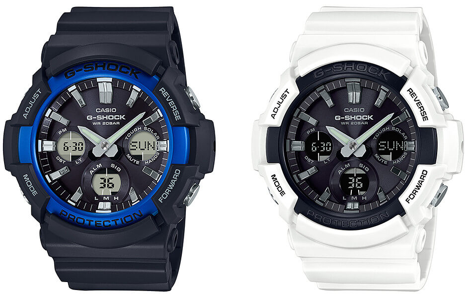 G-Shock GAW-100B & GAS-100B Black-Blue and White-Black - G-Central