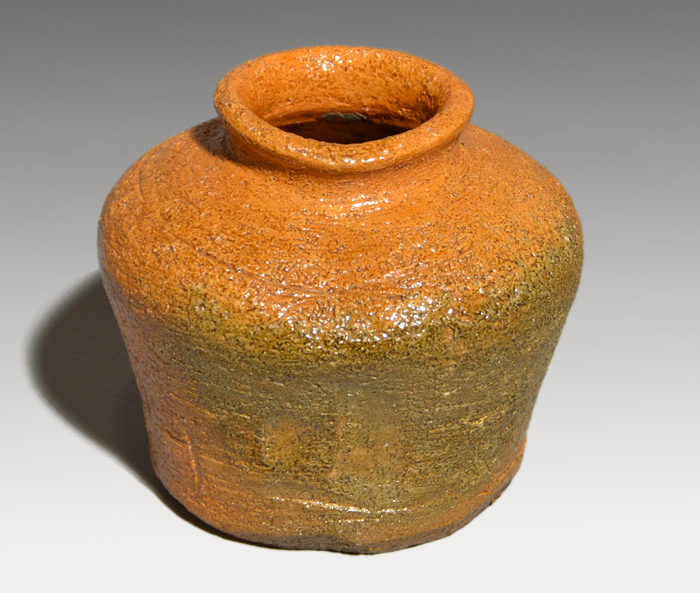 九代 大樋長左衛門(作) 踞(うずくまる)花生 掛花入 共箱 | 古美術ささき