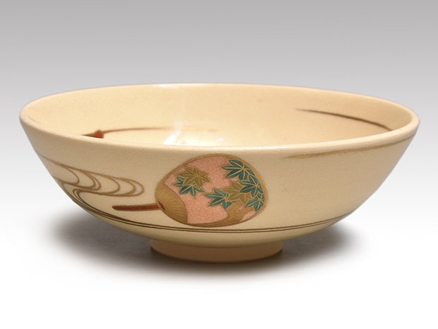 清閑寺窯 三代 杉田祥平(作) 色絵団扇画 茶碗 共箱 | 古美術ささき