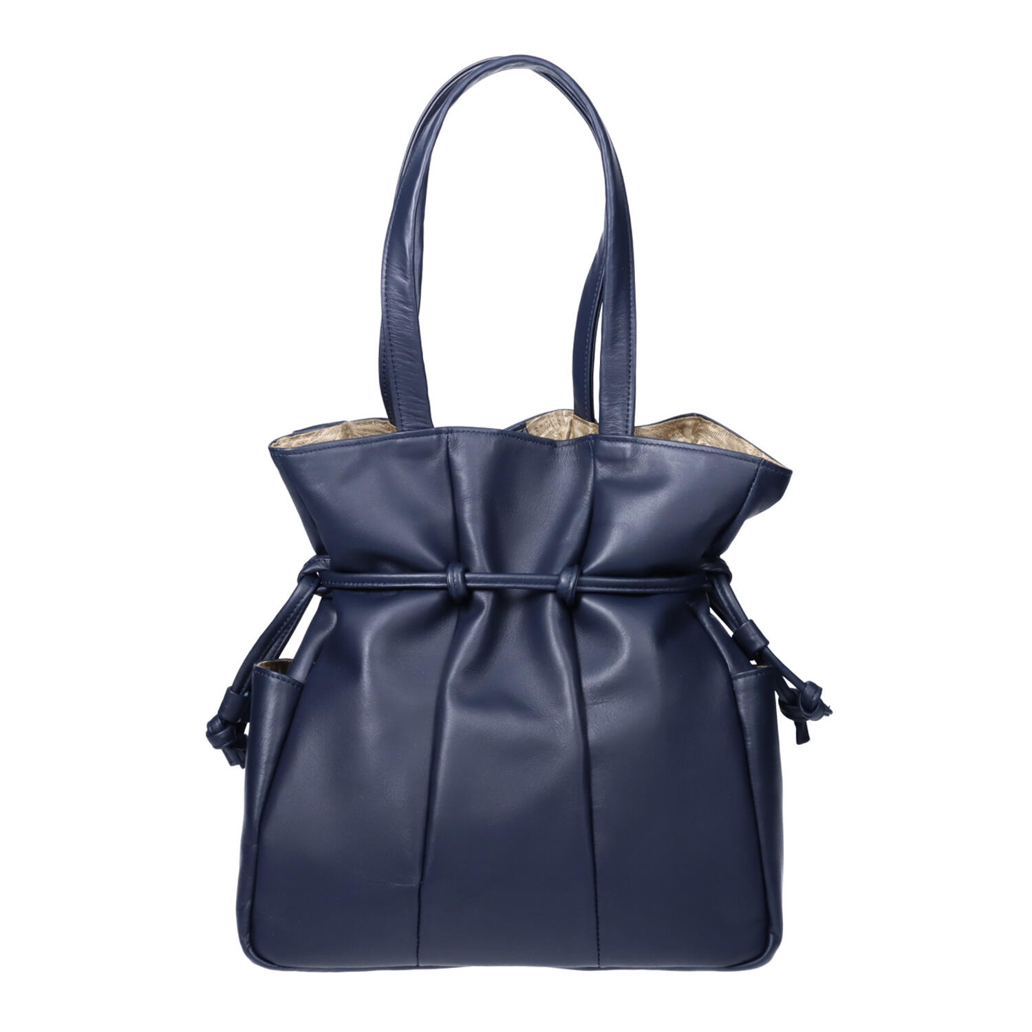 巾着風 牛革 ギャザー入り 縦型 バッグ | 有限会社 中澤 | Japan