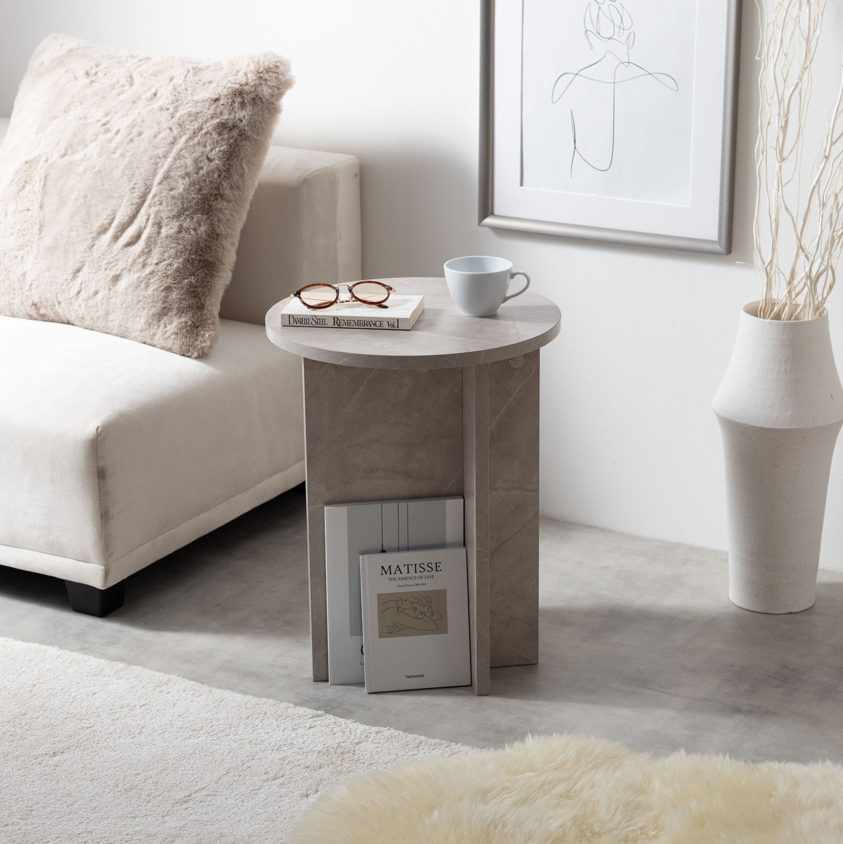 机 Luna ラウンドサイドテーブル 幅40cm 4色対応の通販情報 - 家具通販