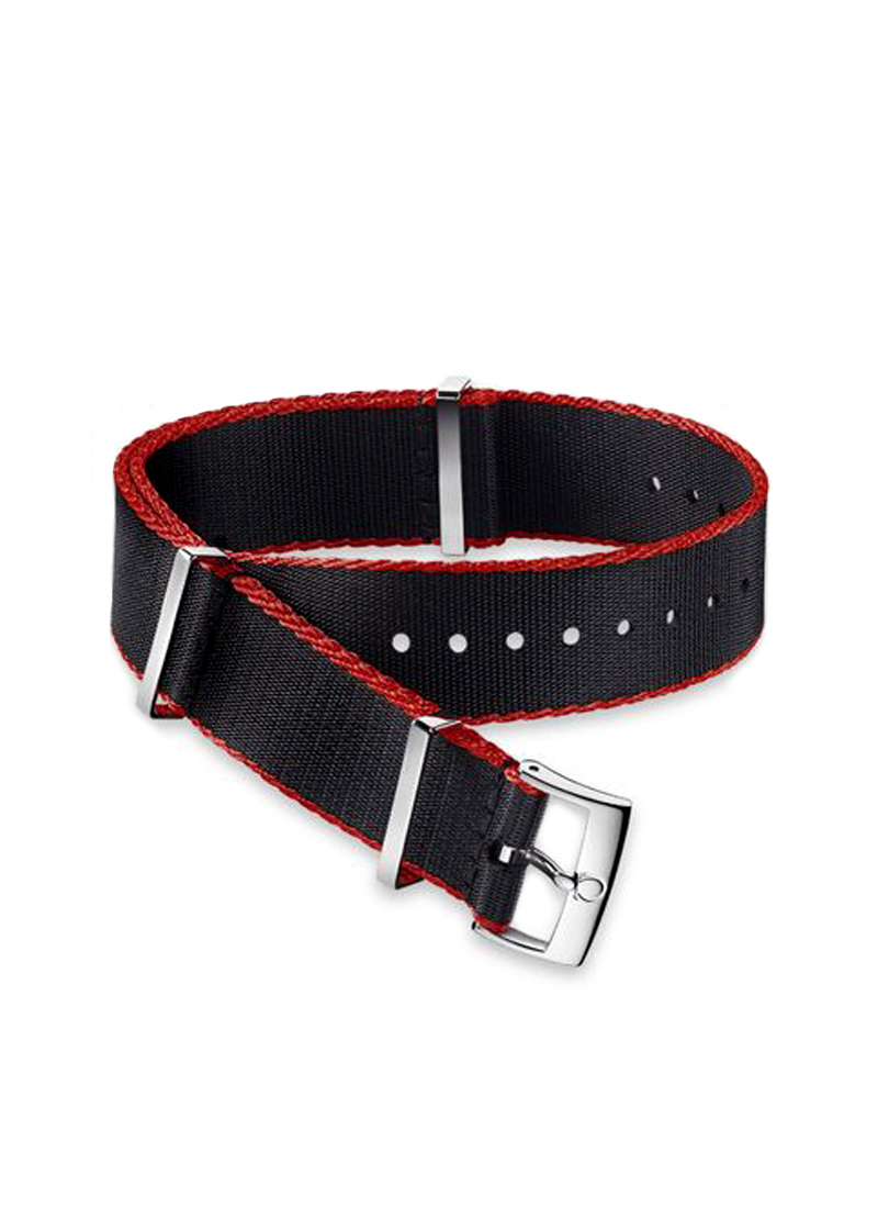 NATOストラップ(ポリアミド/ 黒・赤ライン入り)｜オメガ（OMEGA