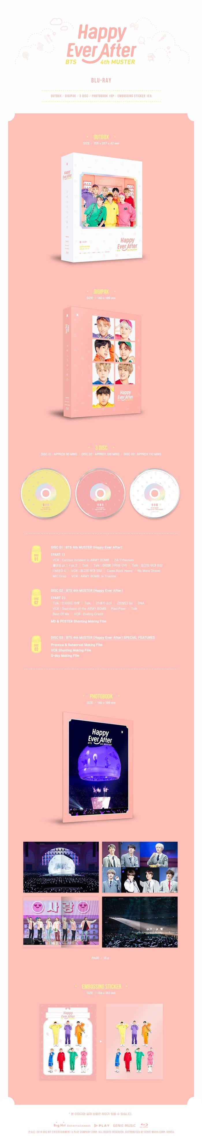 BTS - [Happy Ever After ]4th Muster Blu-Ray+PhotoBook+Sticker+
