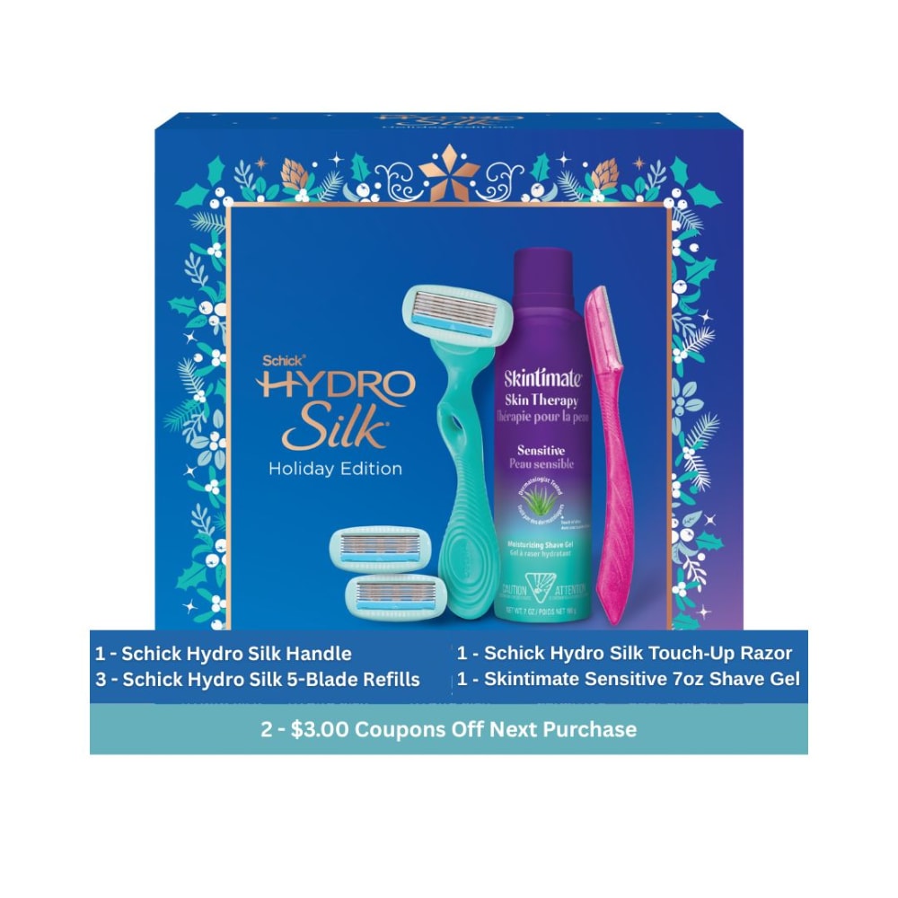 Schick Hydro Silk Sensitive Razor + Refills + Skintimate Shave Gel
