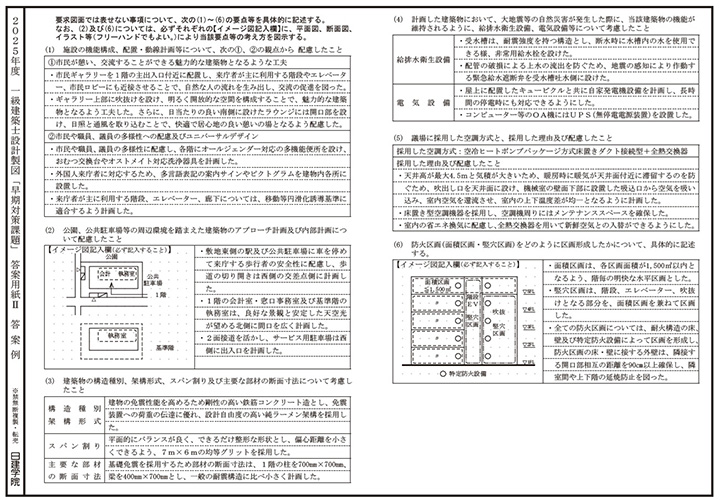 2025年 1級建築士設計製図課題発表｜一級建築士｜日建学院