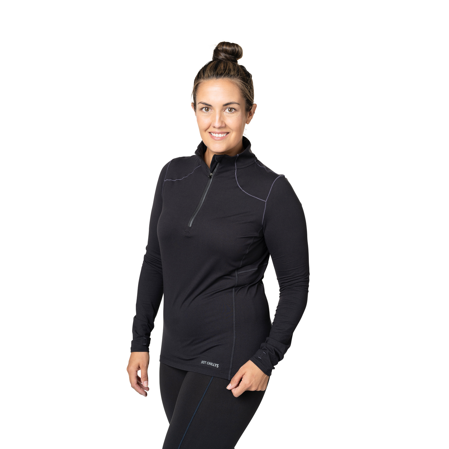 Women's Clima-Tek Zip-T Black: Women's Thermal Base Layer | Hot