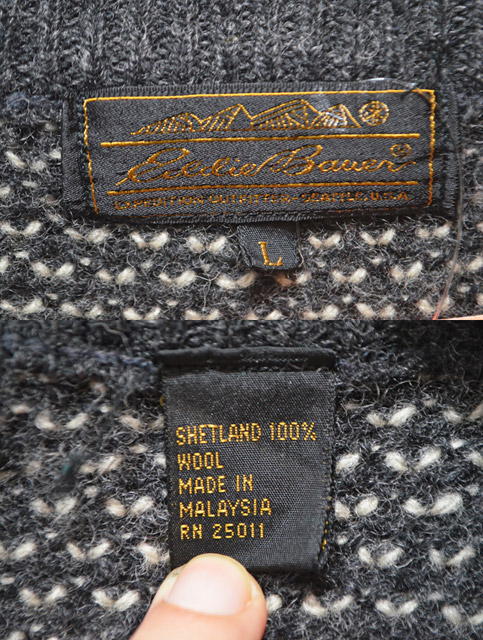 80's Eddie Bauer バーズアイ柄ウールニット - used&vintage box Hi-smile