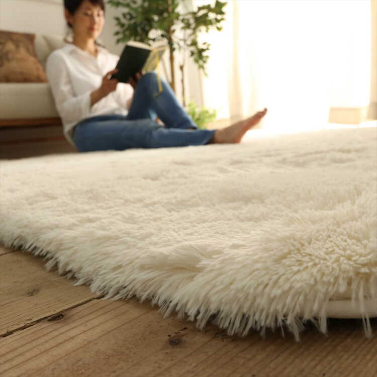 RG-3646 洗えるふわふわシャギーラグ｜アイボリー190×240
