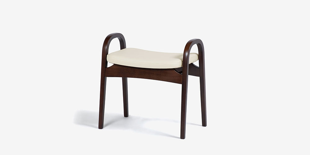 秋田木工 スツール「No.202-H」ブナ材ウォールナット色 PVCベージュ