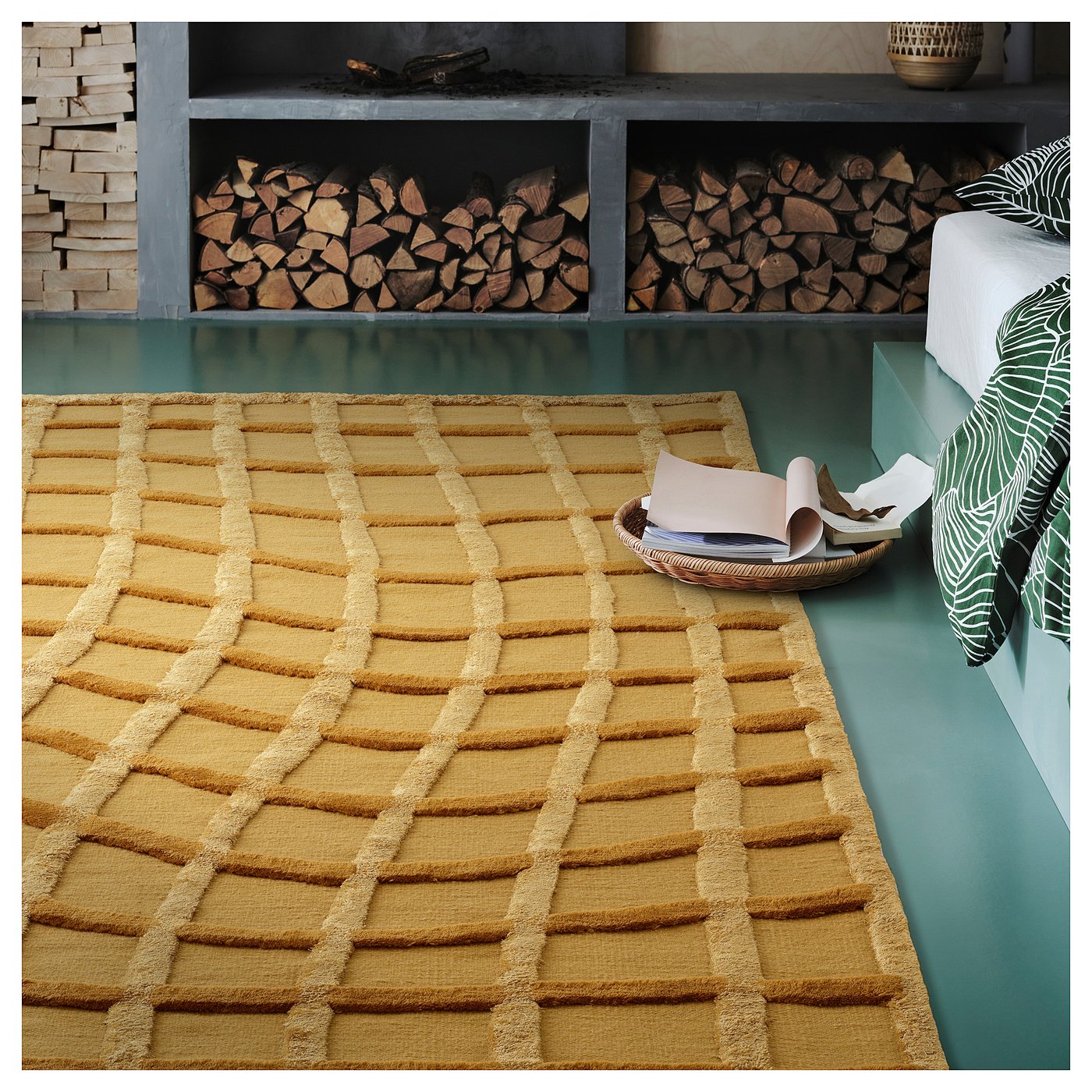 SKUGGSVINGEL スクッグスヴィンゲル ラグ 平織り, イエロー