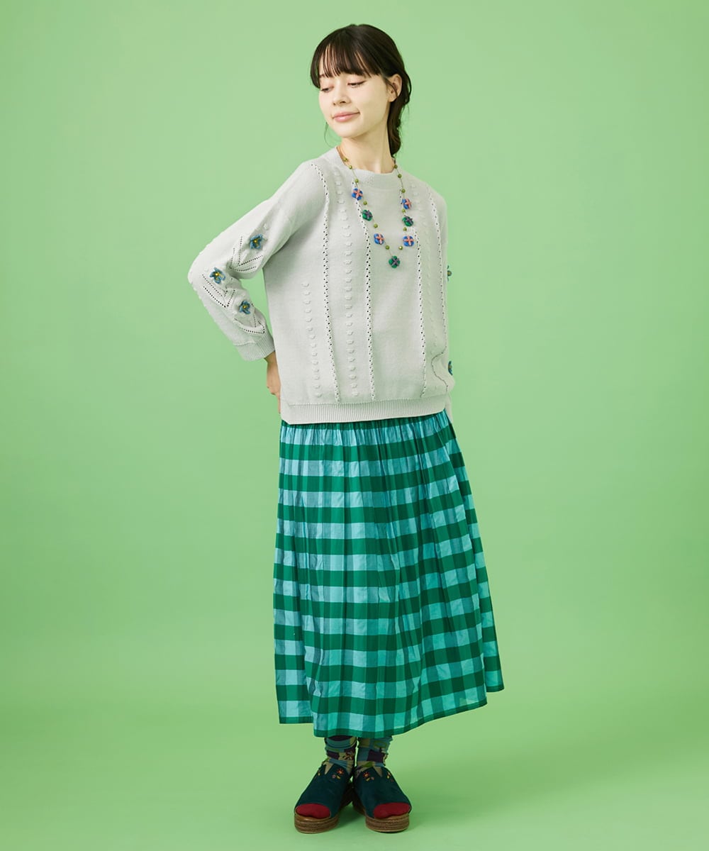2WAY】リバーシブルジャカードチェックスカート(ロング・マキシ丈