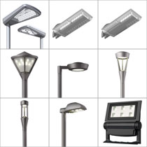 LED道路灯」「LED防犯灯・街路灯」「LED投光器」など屋外用を中心に16