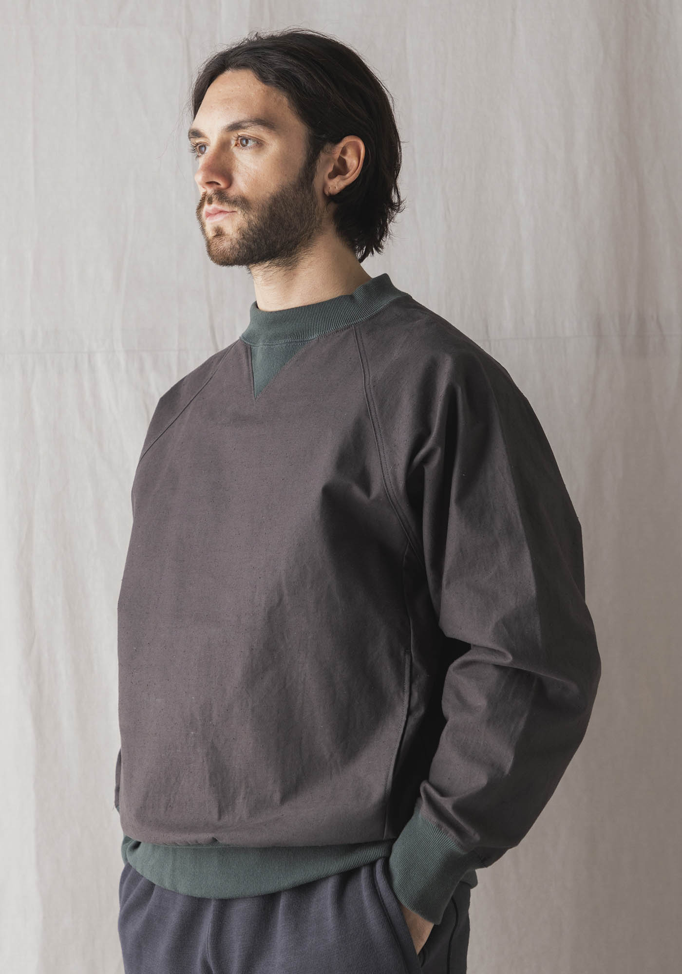 Back Nep Crew Neck(S 441:D Gray x Green): ALL｜jackman日本公式サイト