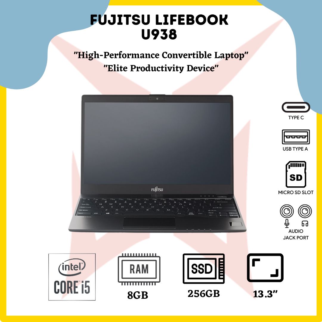 FUJITSU LIFEBOOK U938 - I5 8TH GEN - 8GB RAM - 256GB SSD - WINDOWS