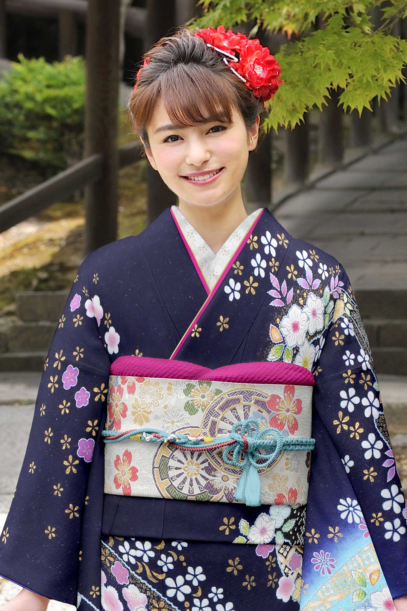 農紺地の辻が花絞り振袖｜幻の染めの一着でクラシックの極み