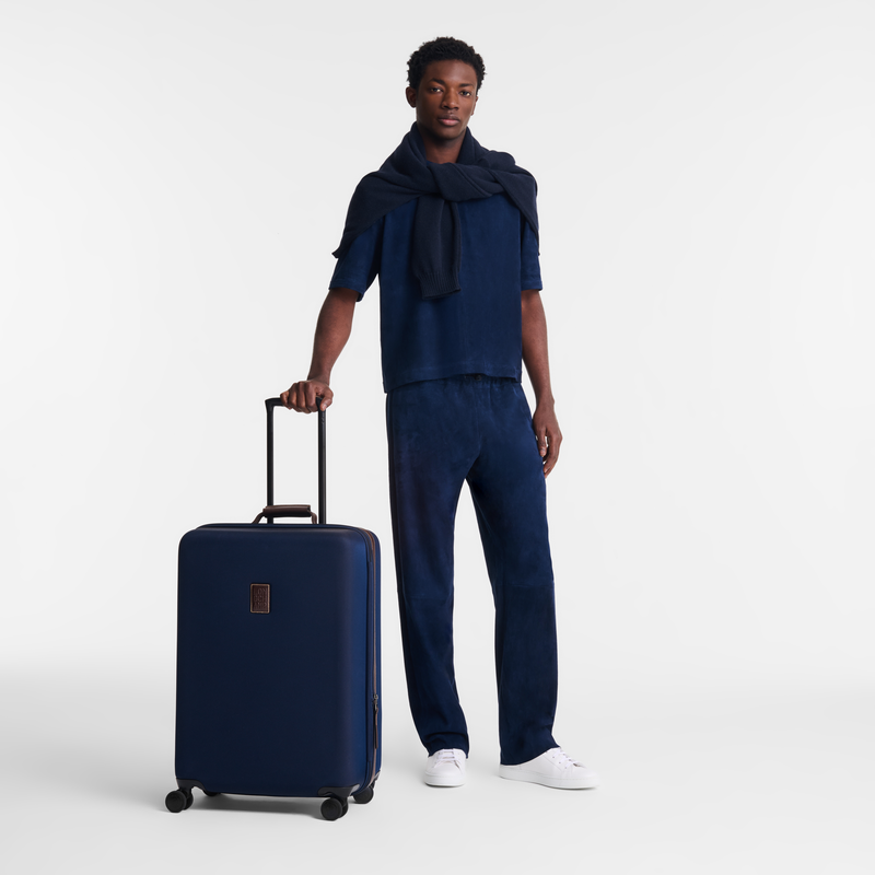 Boxford L Suitcase Blue - Recycled canvas | Longchamp US