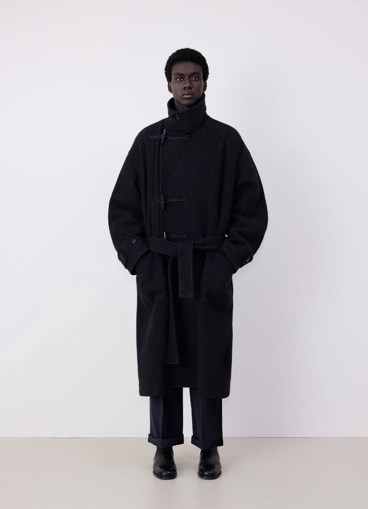 DUFFLE COAT IN WOOL ALPACA - Black - Soft Wool Alpaca - Men | LEMAIRE