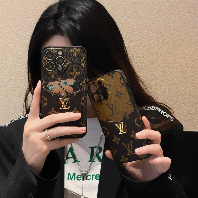 iphoneケース ヴィトン風 ルイヴィトン iphone15/15proケース 背面収納