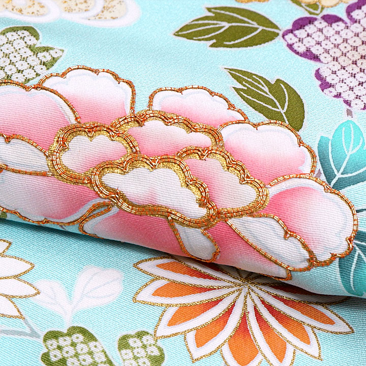 菱健 桐壺ブランド 京友禅訪問着【鮮やかな水色】 [241124-ho-2