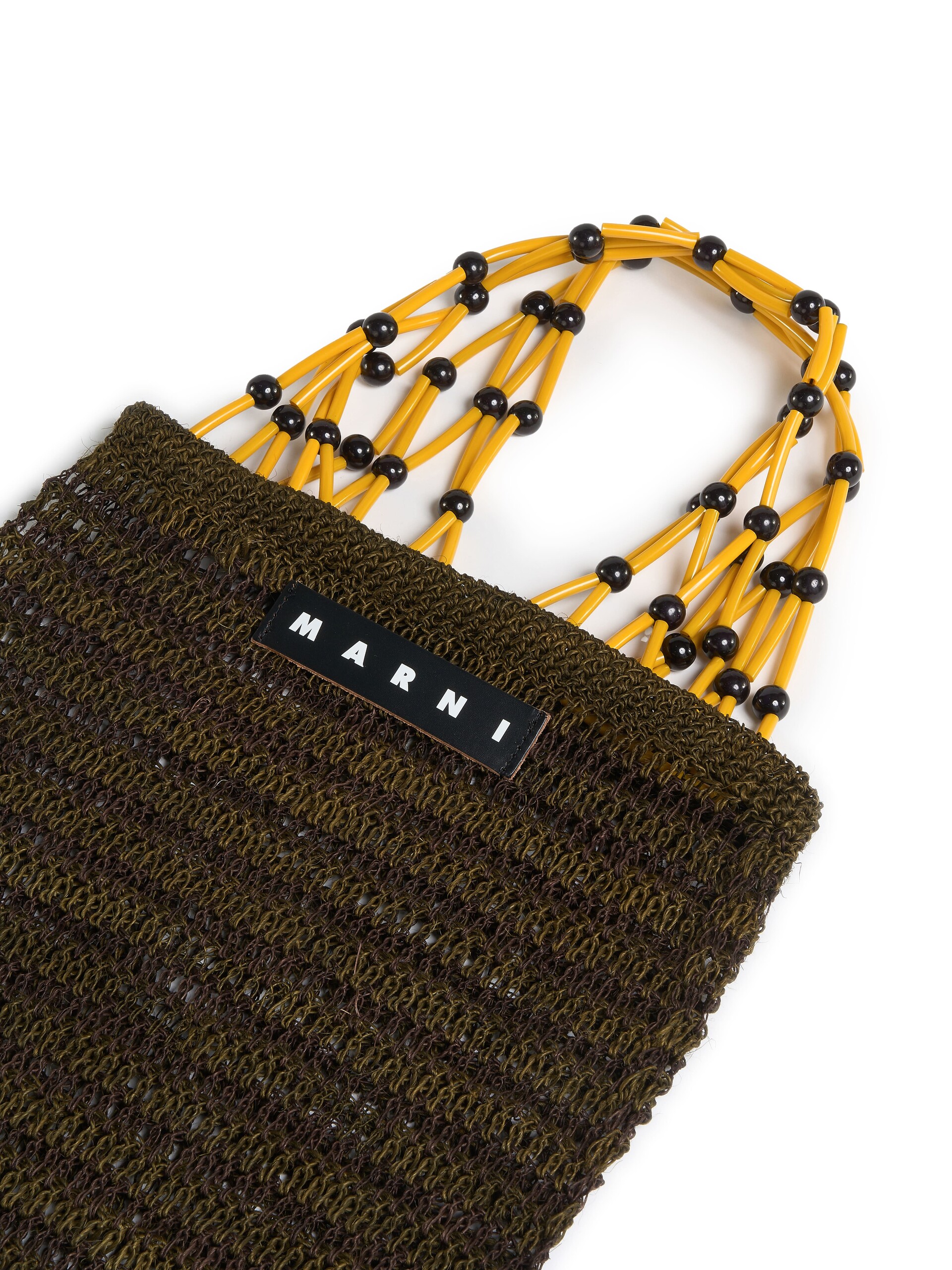 ブラウン MARNI MARKET FIQUE ナチュラルファイバーネットショッパー