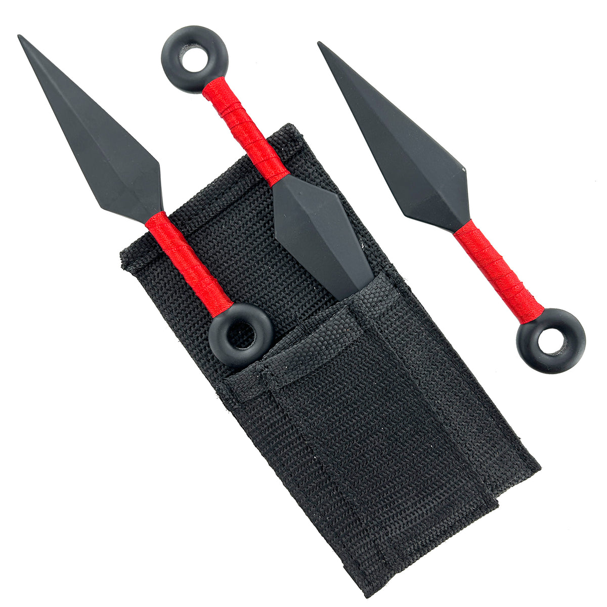 Shadow Strike Trio Red-Wrapped Mini Kunai Throwing Knives Set with