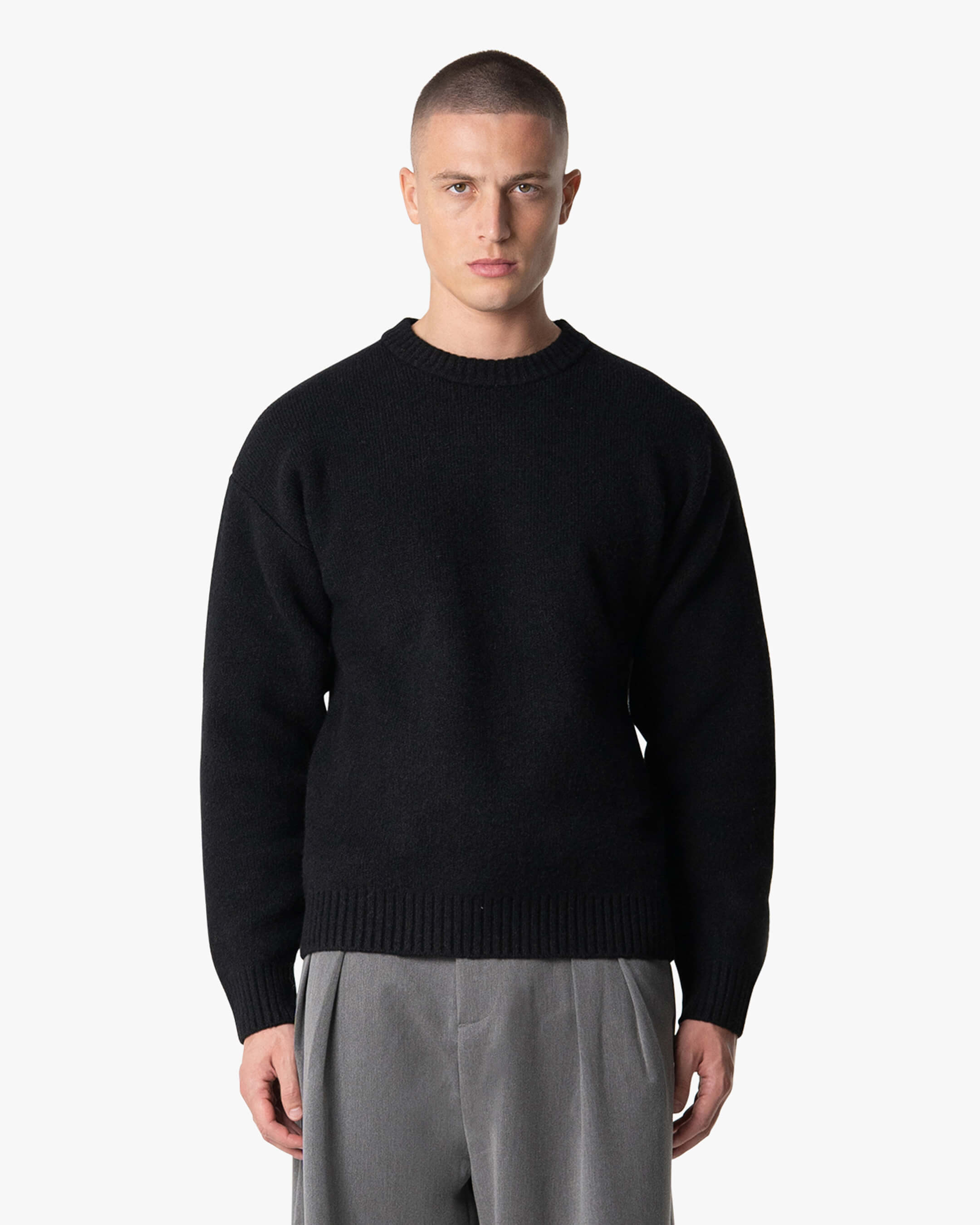 Brixton Wool-Blend Brushed Sweater - Black | Menyard ®