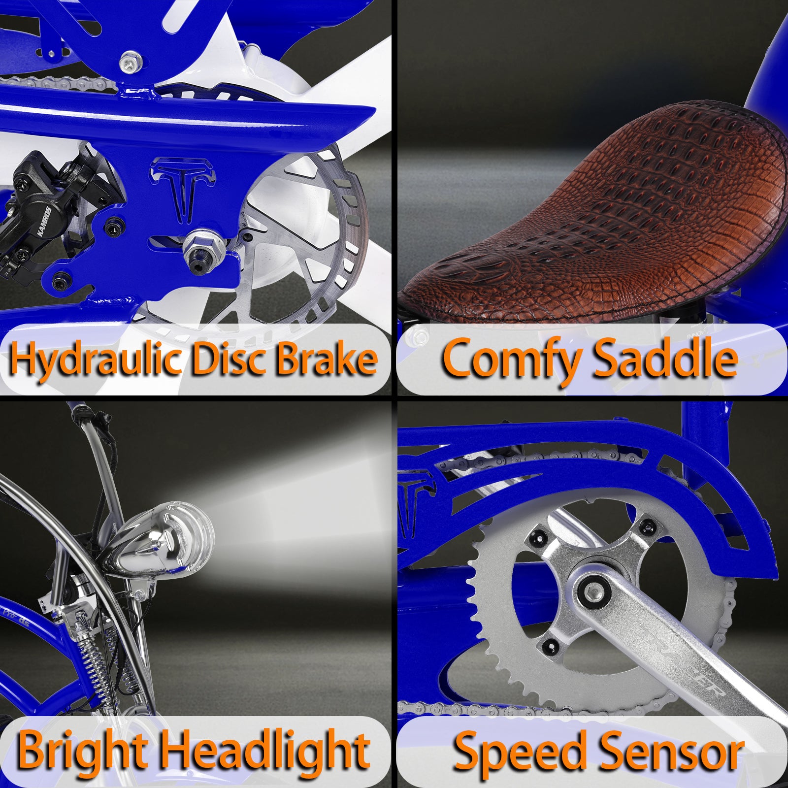 Tracer Raptor 800W Stretch Cruiser Chopper Ebike