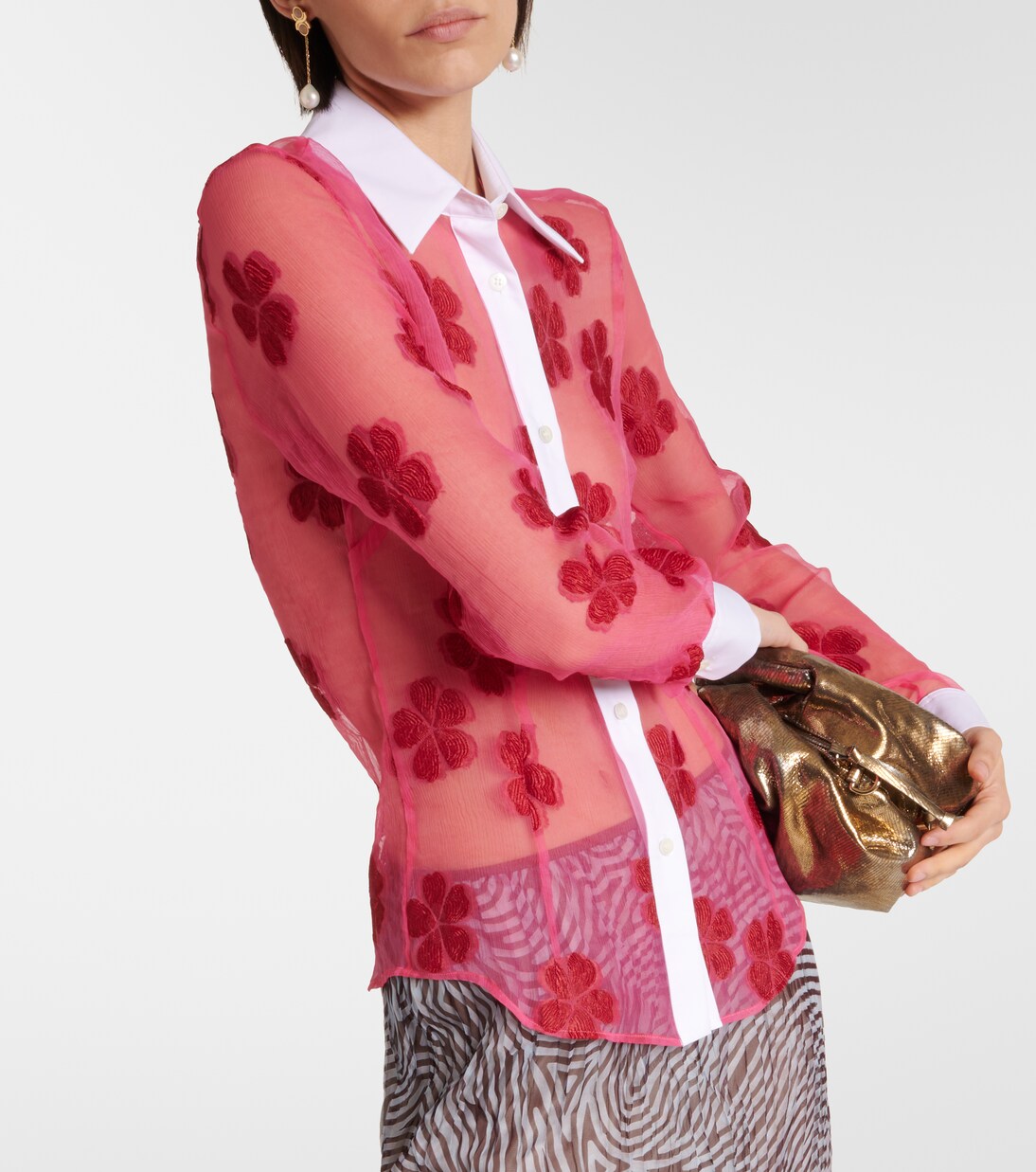Floral cotton jacquard shirt in pink - Dries Van Noten | Mytheresa