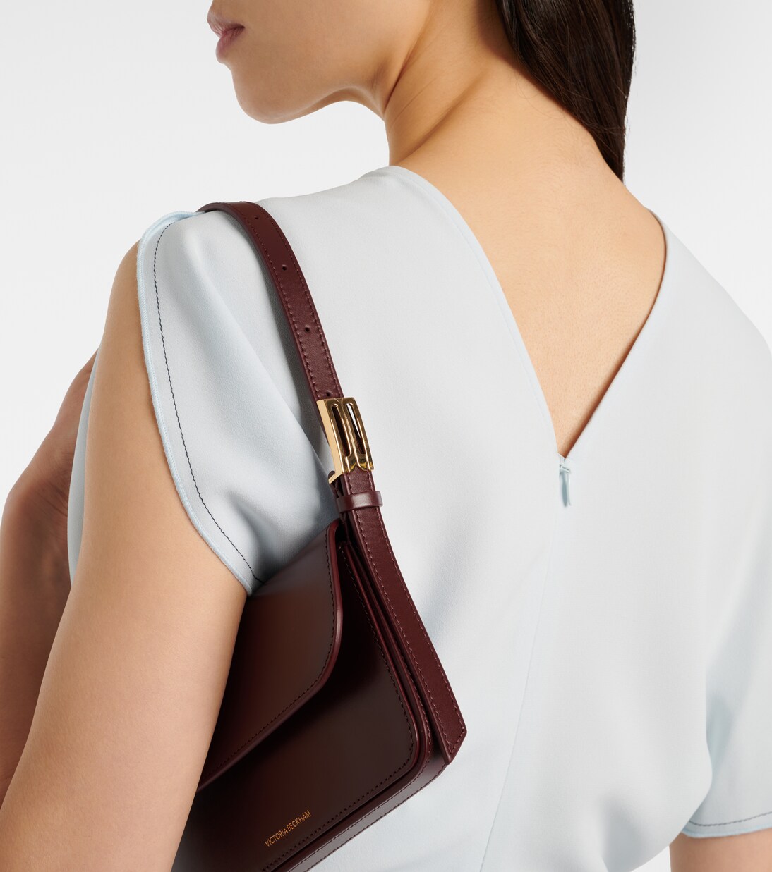 Dorian Mini leather shoulder bag in burgundy - Victoria Beckham