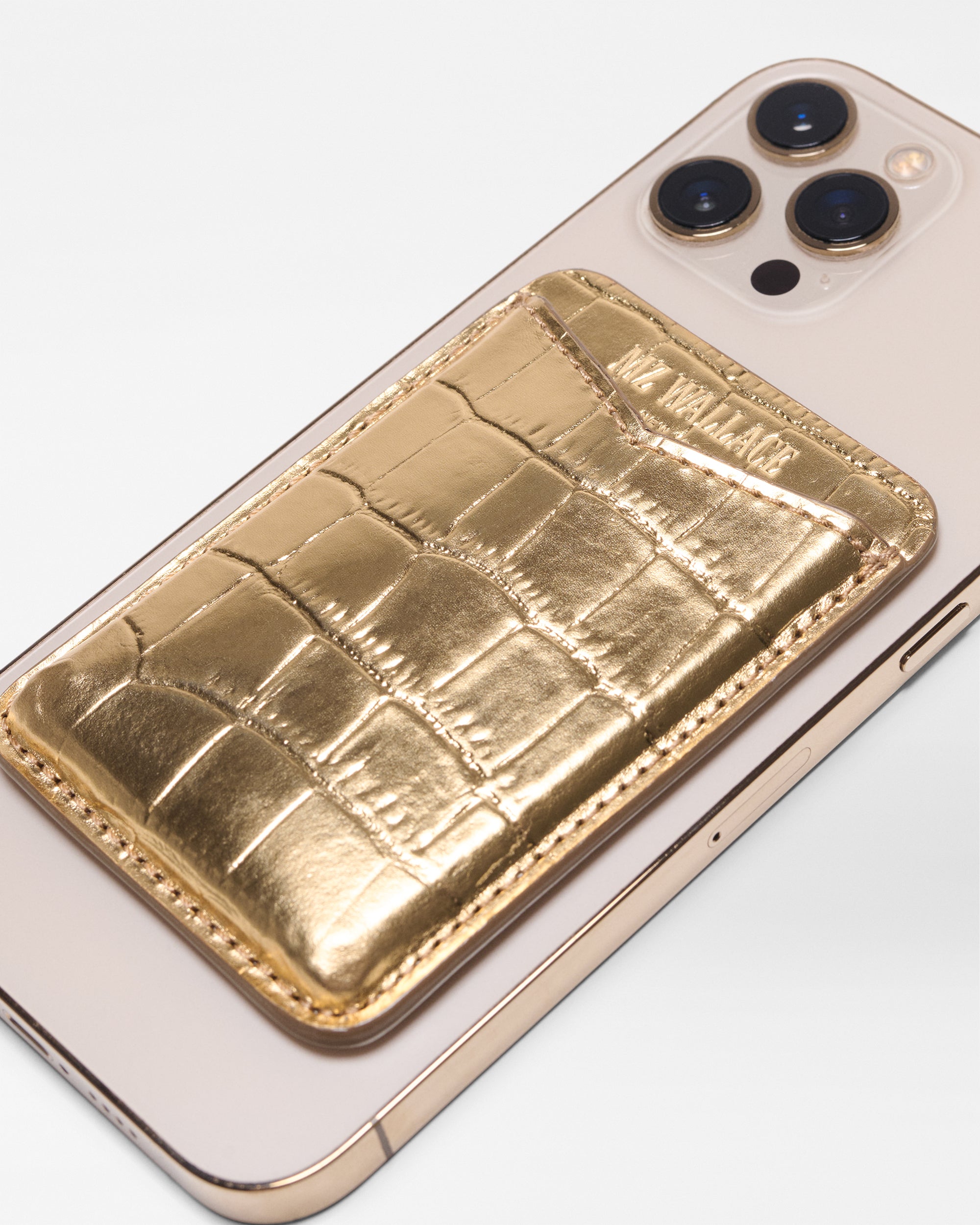 Gold Croc Effect Phone Card Case