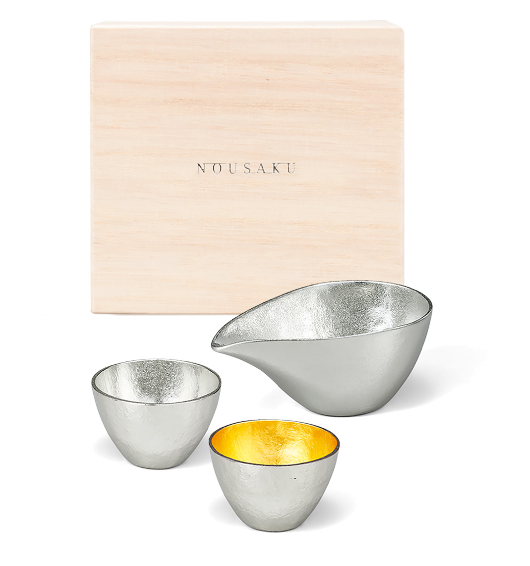 清酒具桐木禮盒(片口盅- L+富士山風情對杯) - 能作台灣｜NOUSAKU Taiwan