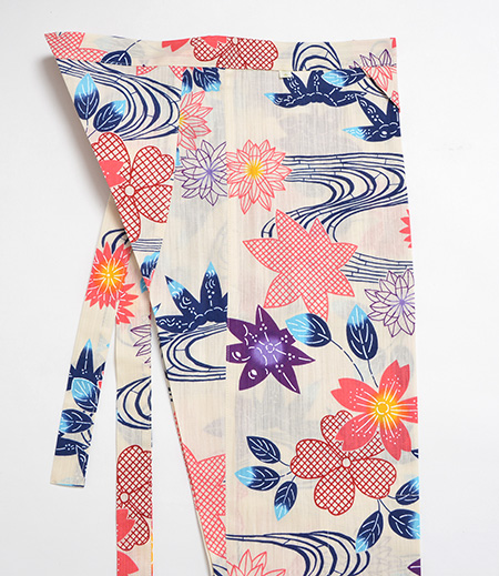 上下組 紅型 流水花（ベージュ／花） 浅草中屋-商品詳細：浅草中屋