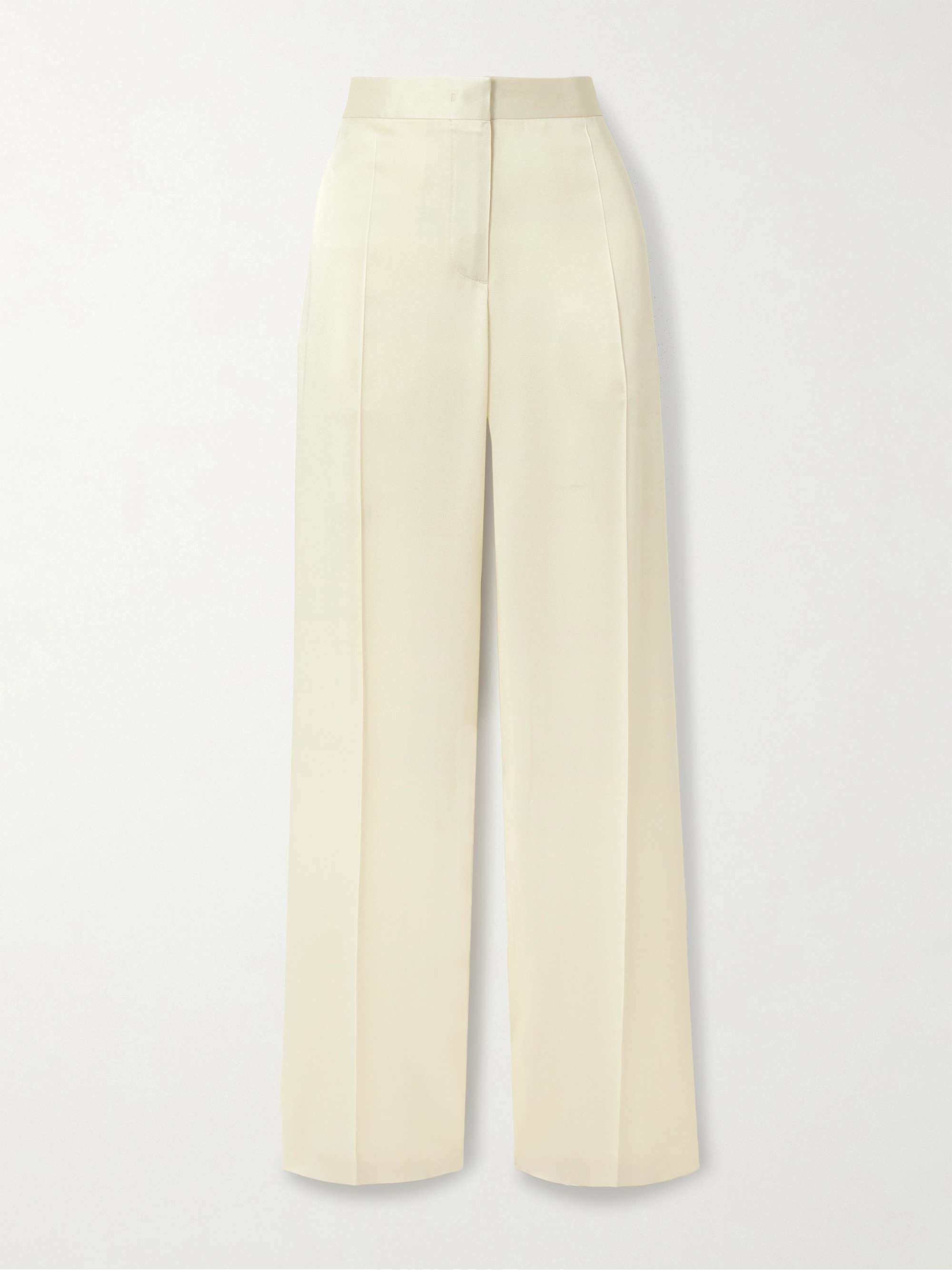 JIL SANDER Pleated satin straight-leg pants | NET-A-PORTER