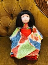 文化人形『レトロなトマト模様のお洋服とお座布団セット』布製ドール