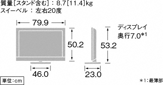 KDL-32CX400 寸法図 | テレビ ブラビア | ソニー