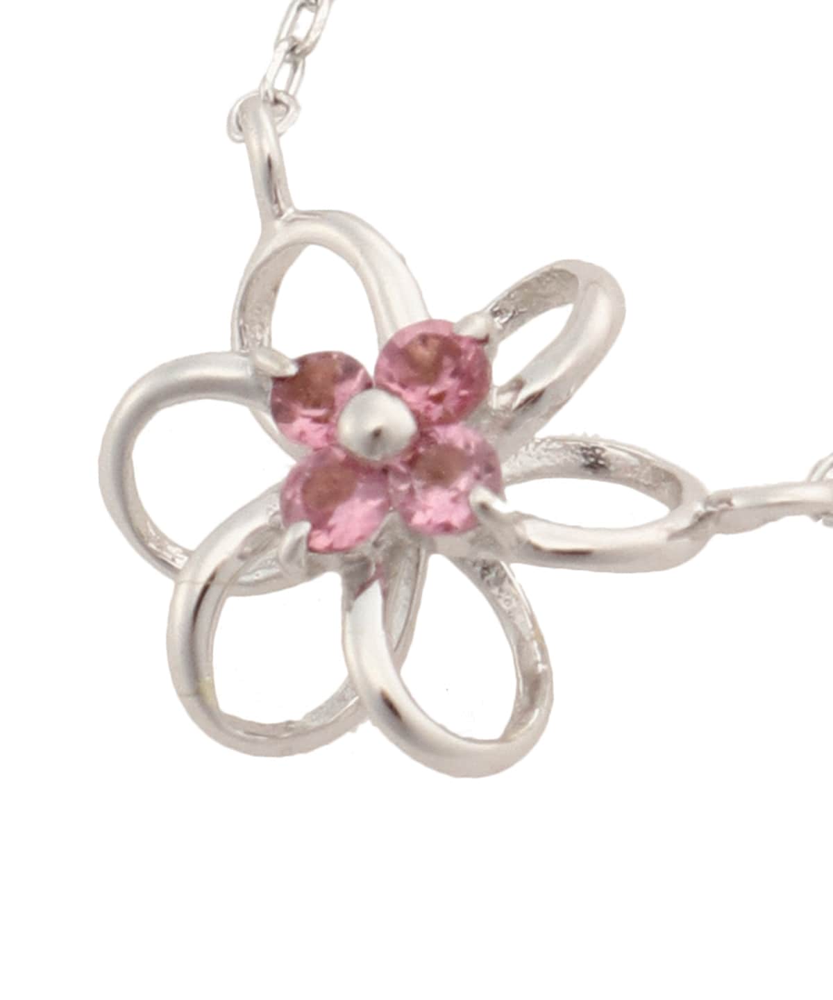 K10 WG ストーンフラワーネックレス(小)(40cm K10 WG): Samantha