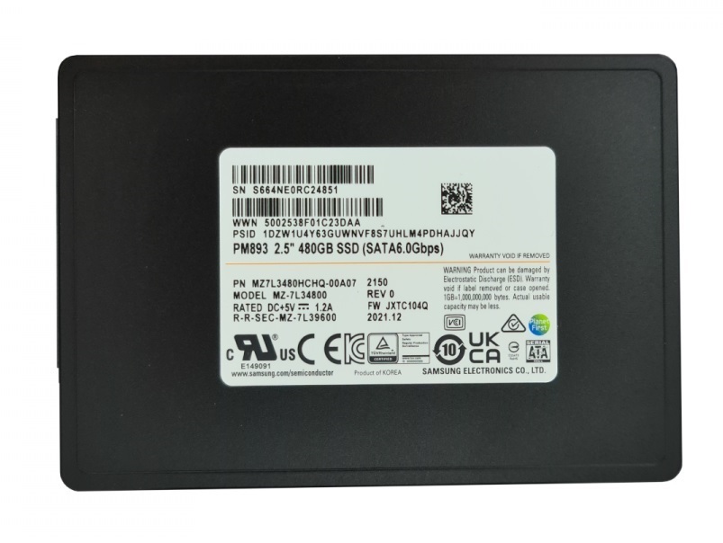 Samsung PM893 MZ-7L34800 SSD 480 GB SATA 6Gb/s Brand New