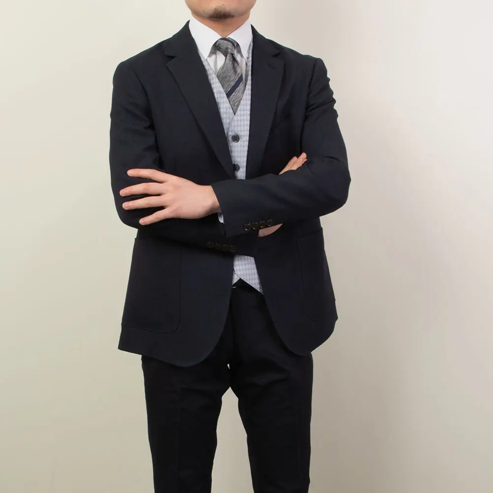 ジレ ベスト グレー ドビー ブラックレーベル パーティー ビジネス