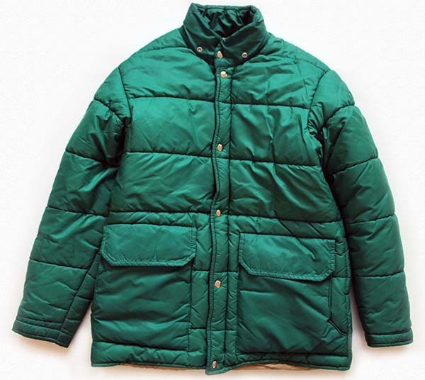70s L.L.Bean 筆記体タグ 中綿入り ナイロンジャケット 緑 M