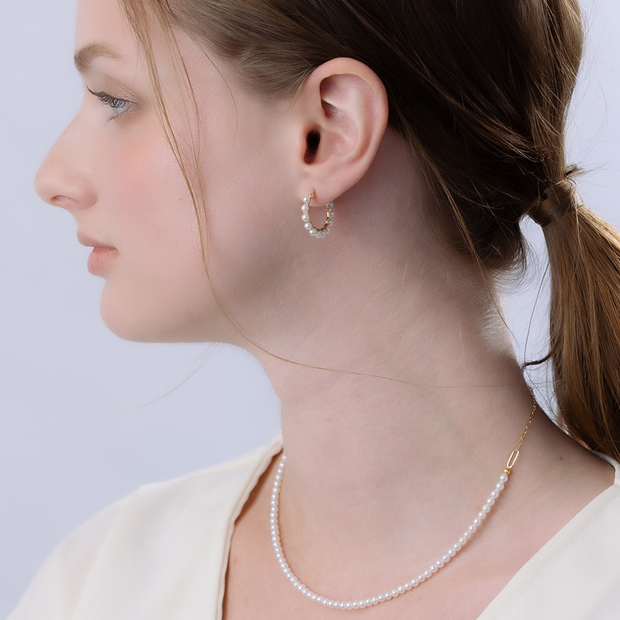 BABY PEARL HOOP PIERCED EARRING(L/片耳用)(2JP1011)K10 ピアス