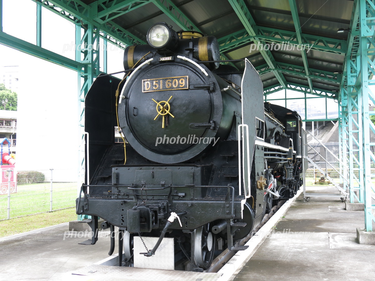 成田市の栗山公園に静態保存されているD51形蒸気機関車(D51 609) 写真
