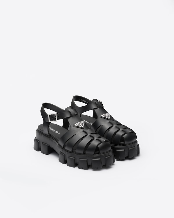 ブラック プラダ モノリス ラバー サンダル | PRADA