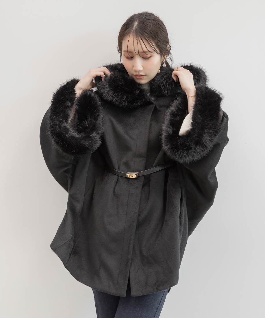 SALE】2WAY ファー付きミドルケープコートRANDA公式サイト