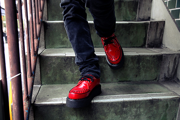 ジョージコックス3588レッドレザー ブラックインターレース／ROCK