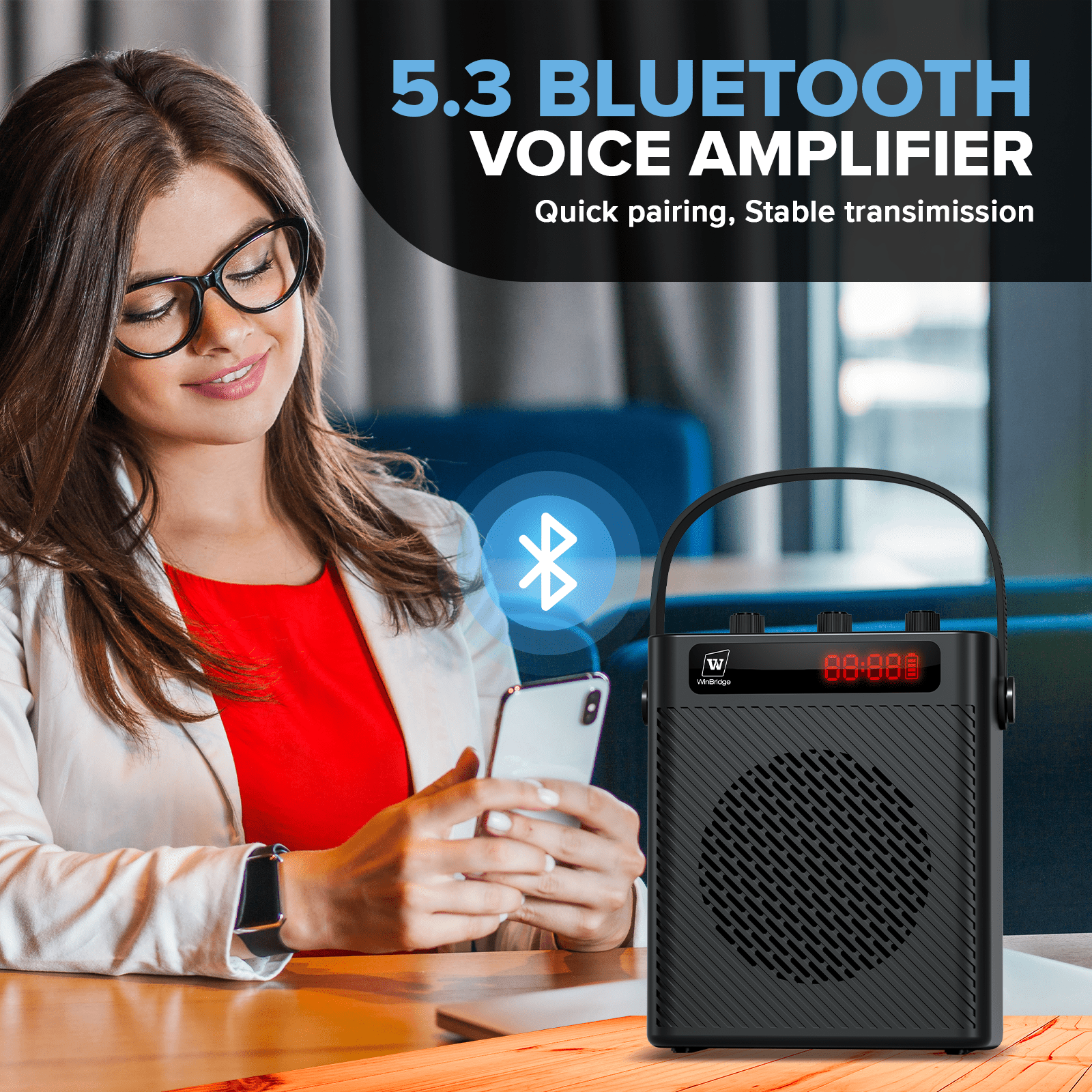 WinBridge S95 Bluetooth 5.3 Voice Amplifier with Wireless Headset Miro