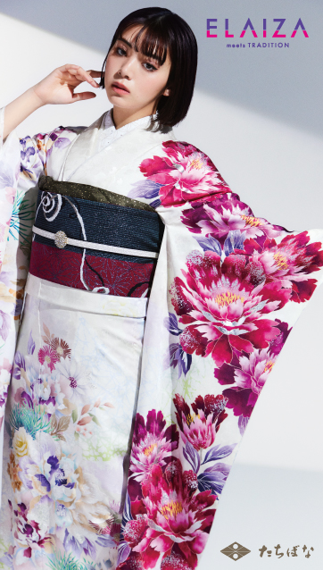 池田エライザ着用の成人式振袖-白｜成人式の新作振袖ご紹介 El-718