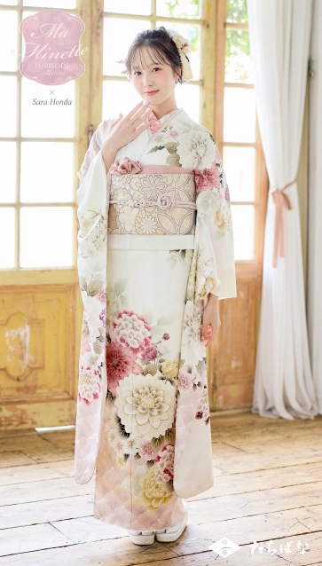 Ma Minette×本田紗来の振袖-白|ハタチ記念の新作振袖ご
